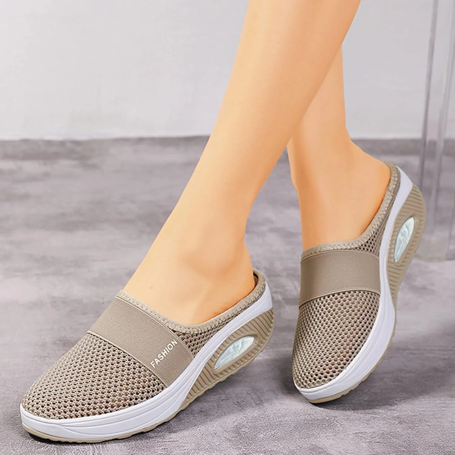 Cathalem Mule Sneakers for Women Breathable Mesh Walking Mules Shoes Lightweight Slip On Backless Sneakers for Women