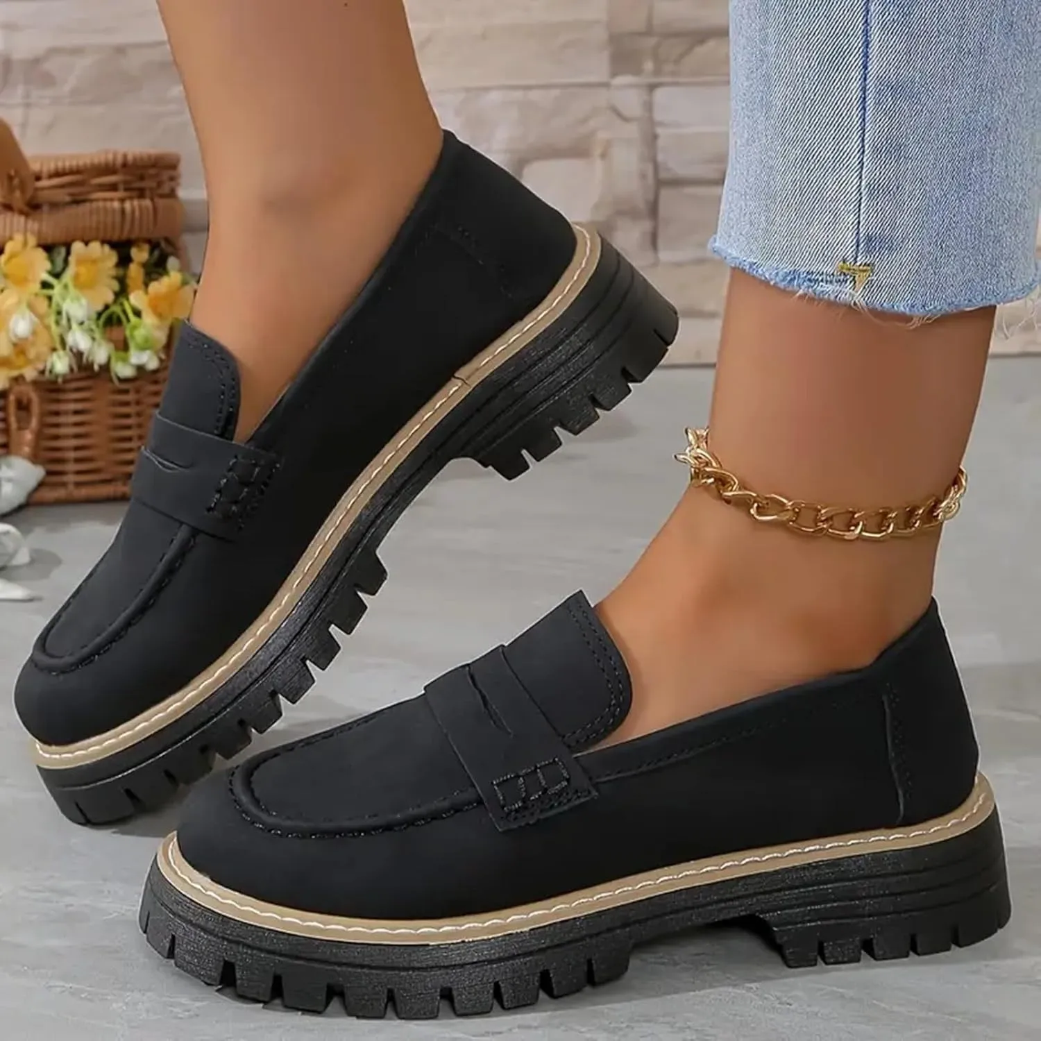 Cathalem Orthoture-Orthopedic Platform Loafers, Comfort Orthopedic Shoes, Womens Round Toe Walking Shoe, Slip on Shoes
