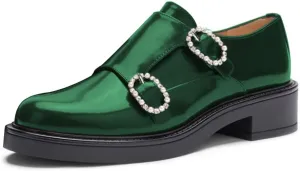 Maiyang Women Classic Round Toe Monk Strap Double Buckles Low Heel Loafers Comfort Daily Walking Driving Shoes Size 4-16 US
