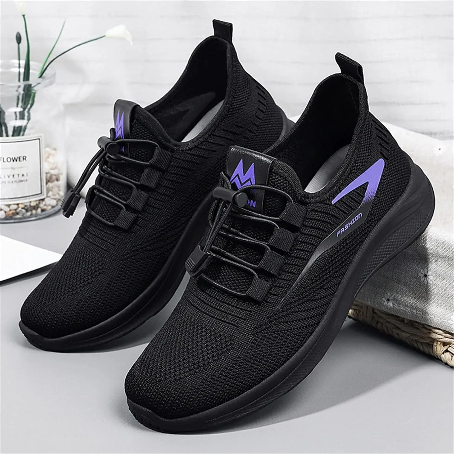 Orthopedic Shoes for Women Running Walking Fashion Strappy Volleyball Canvas Mesh Knit Sneakers Low Top Simple Wedge Shoes