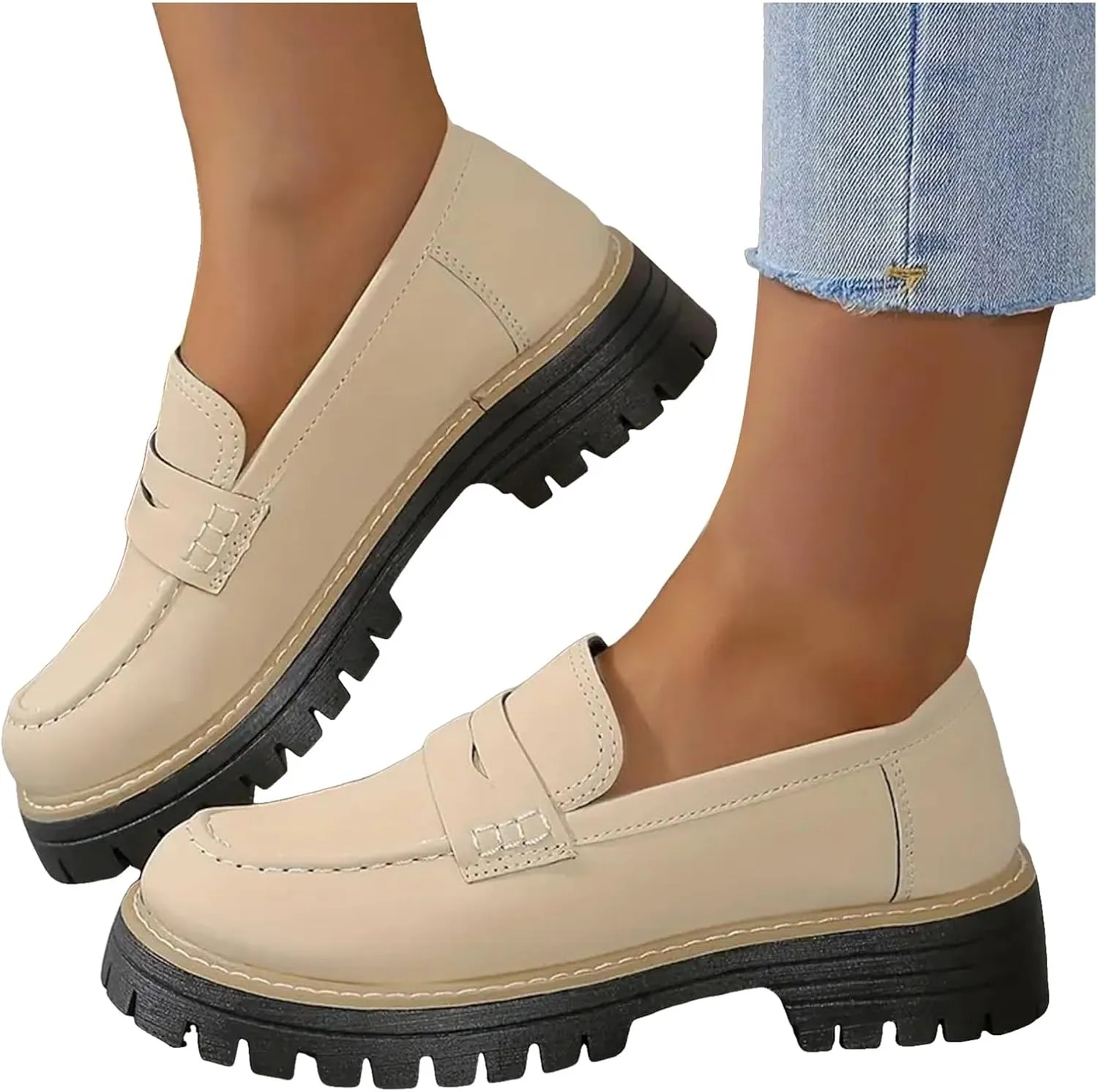 Orthoture-Orthopedic Loafers Shoes for Women,Slip On-Comfort Suede Chunky Dress Shoes for Work Wide Toe Lightweight Casual Comfort Shoes,Slip-On Suitable for All Foot Shapes