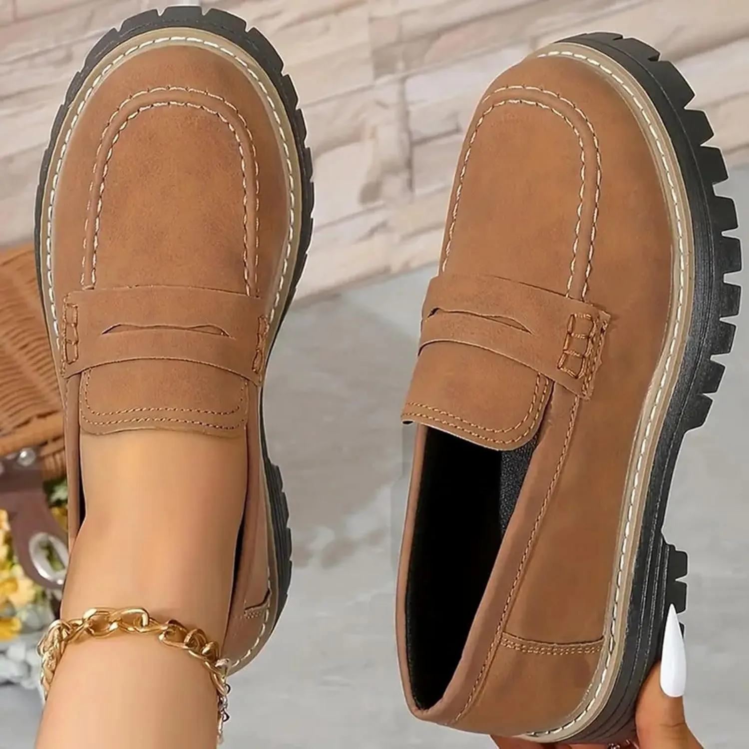 Orthoture-Orthopedic Platform Loafers,Wide Toe Lightweight Casual Comfort Shoes,Slip-On Suitable for All Foot