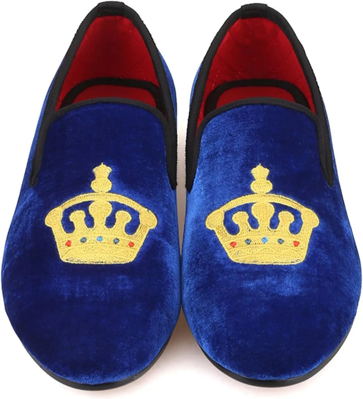 Santimon Mens Loafers Slip On Wedding Dress Casual Suede Velvet Penny Loafers Fashion Tuxedo Business Luxury Embroidered Crown Shoes Prom Smoking Party Disco Moccasins for Men