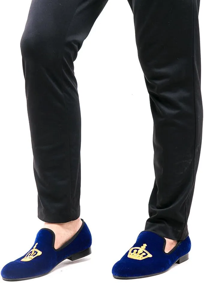 Santimon Mens Loafers Slip On Wedding Dress Casual Suede Velvet Penny Loafers Fashion Tuxedo Business Luxury Embroidered Crown Shoes Prom Smoking Party Disco Moccasins for Men
