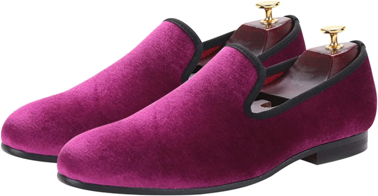 Santimon Mens Loafers Slip On Wedding Dress Velvet Penny Loafers Fashion Tuxedo Casual Business Luxury Suede Shoes Prom Smoking Party Disco Moccasins for Men
