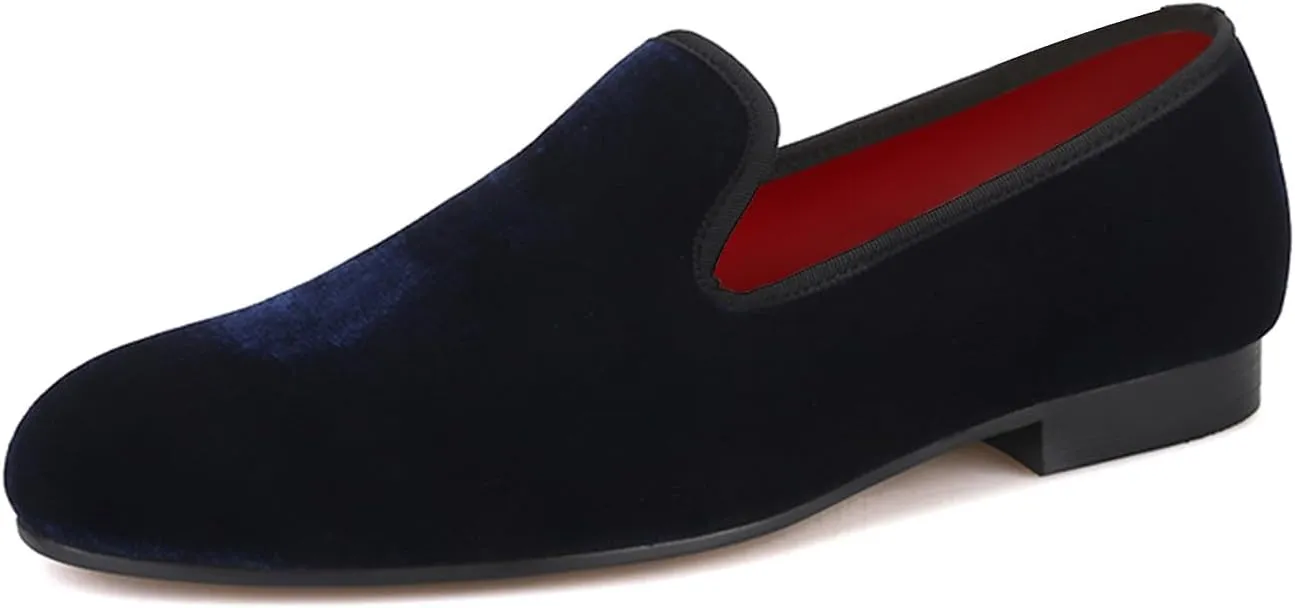 Santimon Mens Loafers Slip On Wedding Dress Velvet Penny Loafers Fashion Tuxedo Casual Business Luxury Suede Shoes Prom Smoking Party Disco Moccasins for Men