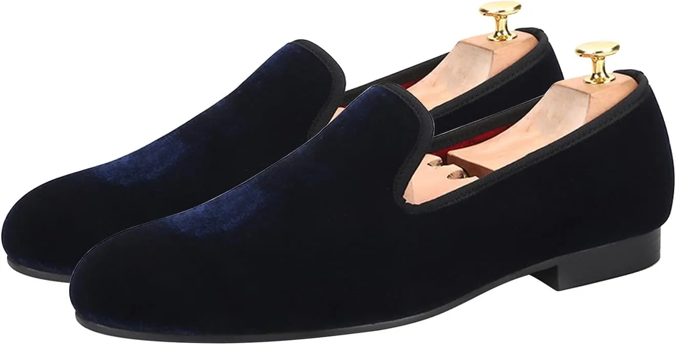 Santimon Mens Loafers Slip On Wedding Dress Velvet Penny Loafers Fashion Tuxedo Casual Business Luxury Suede Shoes Prom Smoking Party Disco Moccasins for Men
