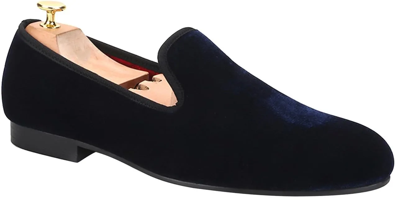 Santimon Mens Loafers Slip On Wedding Dress Velvet Penny Loafers Fashion Tuxedo Casual Business Luxury Suede Shoes Prom Smoking Party Disco Moccasins for Men