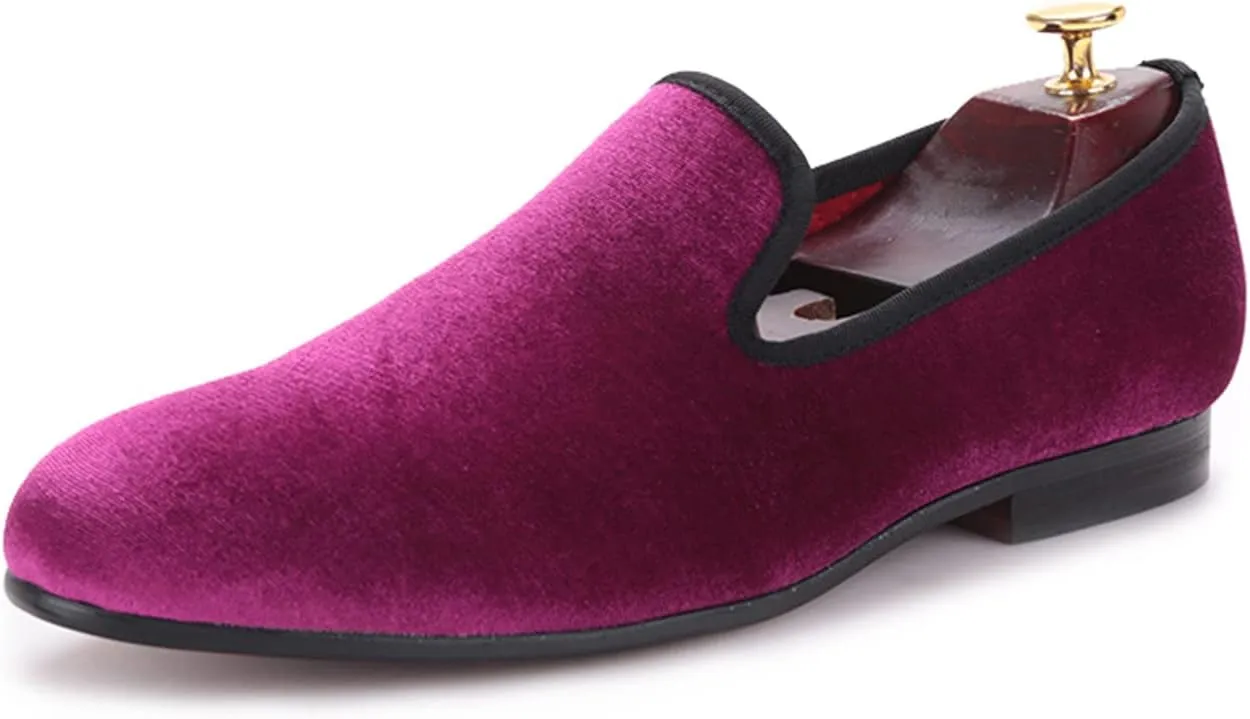 Santimon Mens Loafers Slip On Wedding Dress Velvet Penny Loafers Fashion Tuxedo Casual Business Luxury Suede Shoes Prom Smoking Party Disco Moccasins for Men
