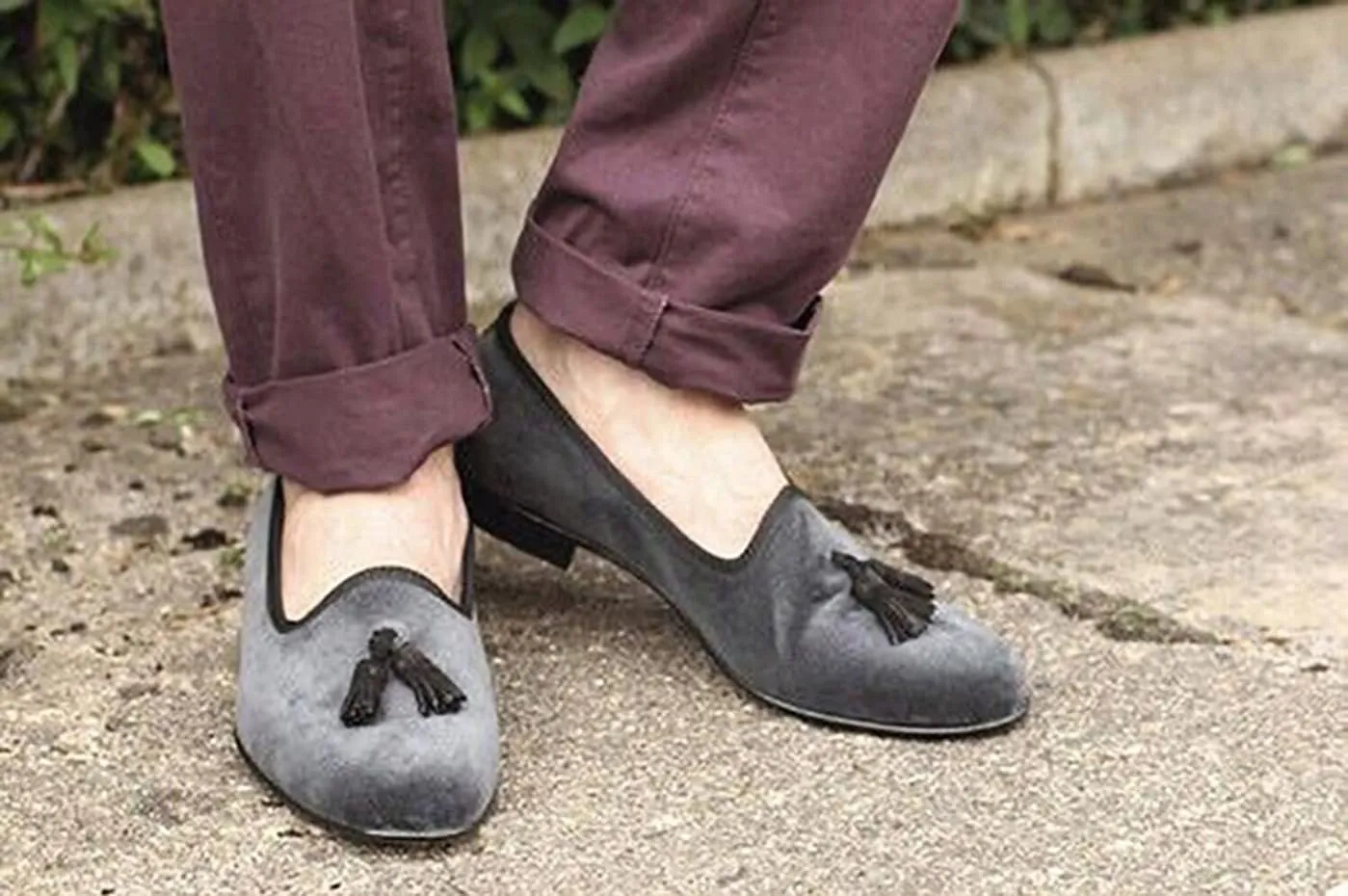 Santimon Mens Tassel Loafers Casual Dress Velvet Slip On Penny Loafers Fashion Prom Wedding Tuxedo Business Luxury Shoes Smoking Party Disco Moccasins for Men