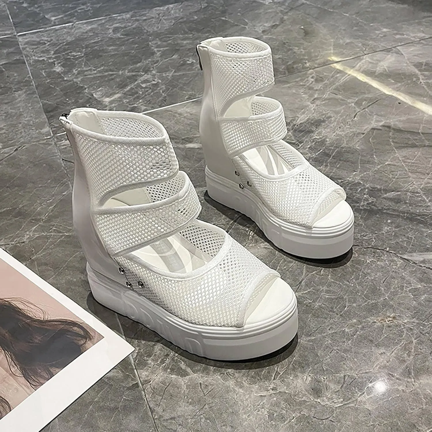 Women Wedge Sandals Summer Mesh Fashion Beach Sandal Walking Open Peep Toe Shoes Lightweight Breathable Work Office Shoe