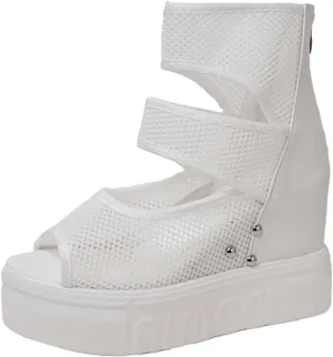 Women Wedge Sandals Summer Mesh Fashion Beach Sandal Walking Open Peep Toe Shoes Lightweight Breathable Work Office Shoe