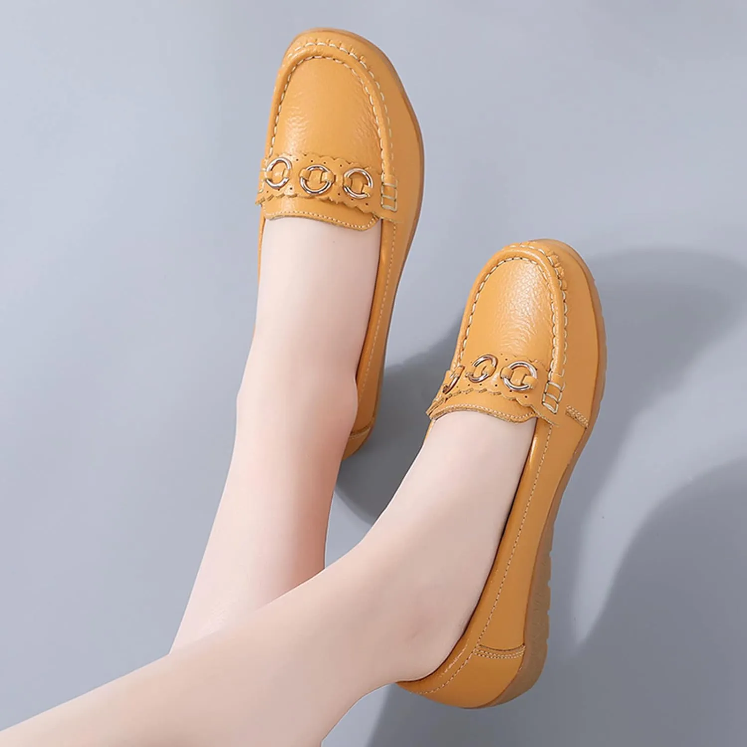 Womens Flats Comfortable Dressy Loafers Lightweight Walking Flat Slip On Work Shoes Round Toe Flats Loafers