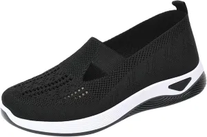Womens Orthopedic Sneakers Breathable Slip on Walking Shoes Non-Slip Woven Shoes Mesh Comfortable Lightweight Arch Support Sneaker