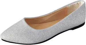 Women's Pointed Toe  Sparkly Low Top Single Shoes Slip-On Ballet  Elegant Banquet Shoes for Women T Strap